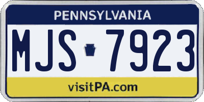 PA license plate MJS7923