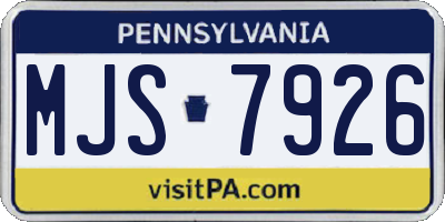 PA license plate MJS7926