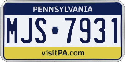 PA license plate MJS7931