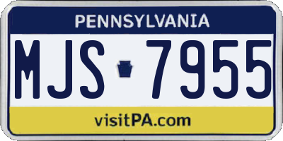 PA license plate MJS7955