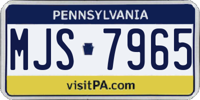 PA license plate MJS7965