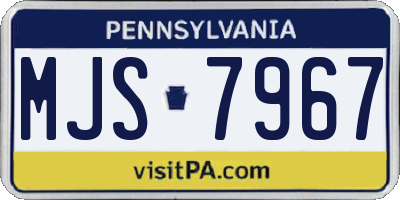 PA license plate MJS7967