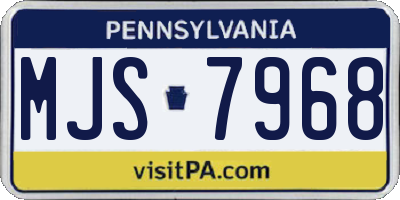PA license plate MJS7968