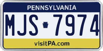 PA license plate MJS7974