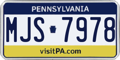 PA license plate MJS7978
