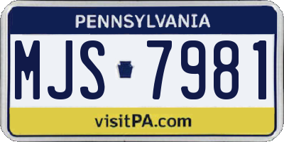 PA license plate MJS7981