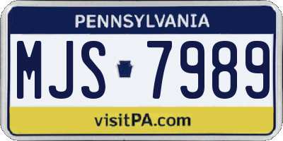 PA license plate MJS7989