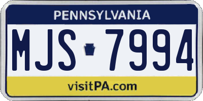 PA license plate MJS7994