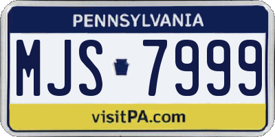 PA license plate MJS7999