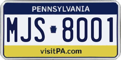 PA license plate MJS8001