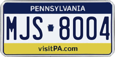 PA license plate MJS8004