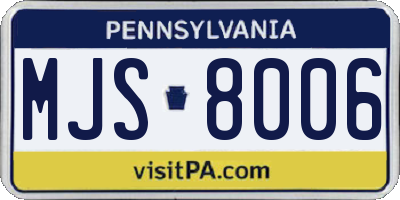 PA license plate MJS8006