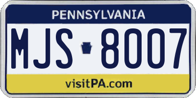 PA license plate MJS8007