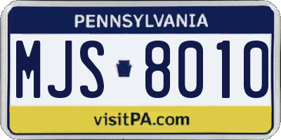 PA license plate MJS8010