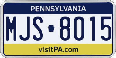 PA license plate MJS8015