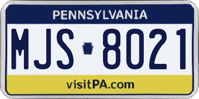 PA license plate MJS8021
