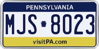 PA license plate MJS8023