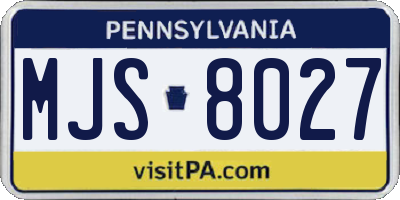 PA license plate MJS8027
