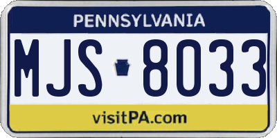PA license plate MJS8033