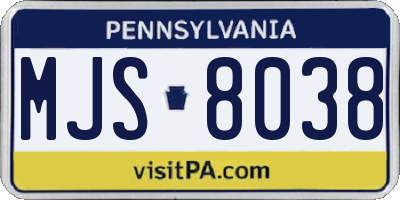 PA license plate MJS8038