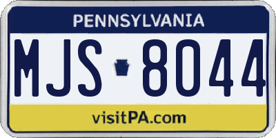 PA license plate MJS8044