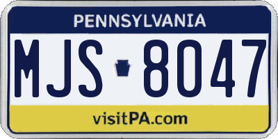 PA license plate MJS8047