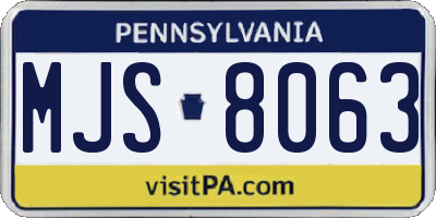 PA license plate MJS8063