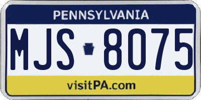 PA license plate MJS8075