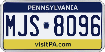 PA license plate MJS8096