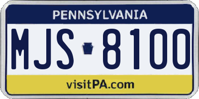 PA license plate MJS8100