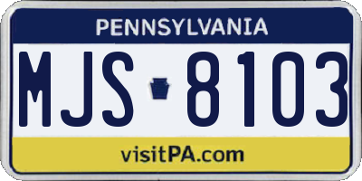 PA license plate MJS8103