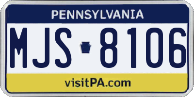 PA license plate MJS8106