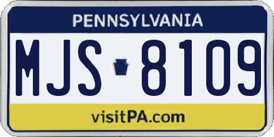 PA license plate MJS8109