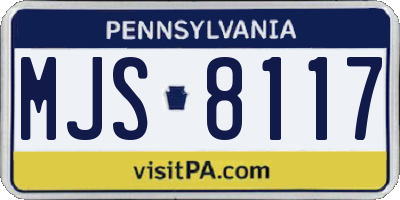 PA license plate MJS8117