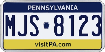PA license plate MJS8123
