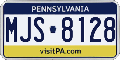 PA license plate MJS8128