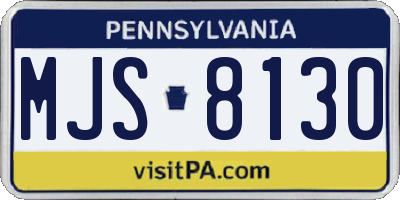 PA license plate MJS8130