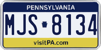 PA license plate MJS8134