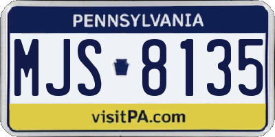 PA license plate MJS8135