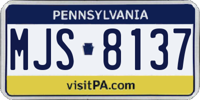 PA license plate MJS8137