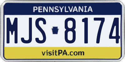 PA license plate MJS8174