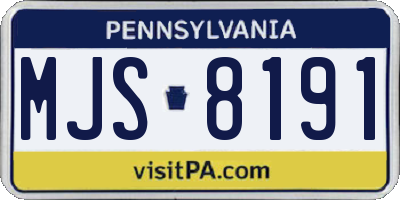 PA license plate MJS8191