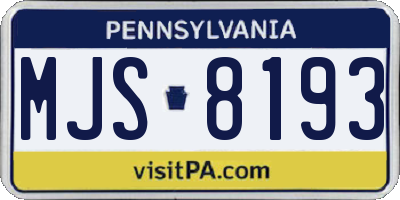 PA license plate MJS8193