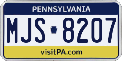 PA license plate MJS8207