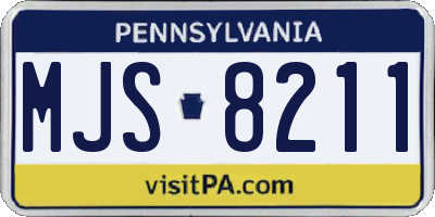 PA license plate MJS8211