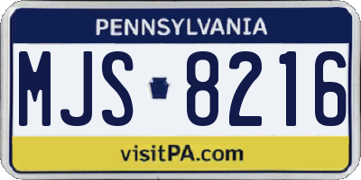 PA license plate MJS8216