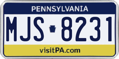 PA license plate MJS8231