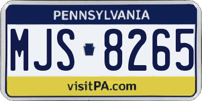 PA license plate MJS8265