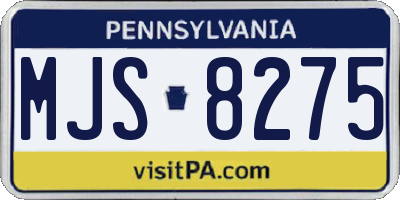 PA license plate MJS8275