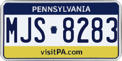 PA license plate MJS8283